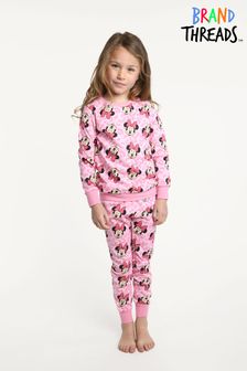 Brand Threads Pink Girls Official Disney Minnie Mouse Organic Cotton Pink Pyjamas Age 2-6 Years (P69172) | €18.50