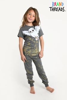 Pijamale din bumbac cu model Harry Potter Hedwig BCI pentru fete Brand Threads Official pentru vârsta 8-12 ani (P69182) | 132 LEI