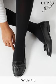 Lipsy Black Wide FIt Tassel School Loafer Flat Shoe(Older) (P69363) | 24 € - 32 €