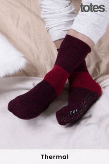 Totes Red Mens Thermal Original Slipper Sock (P69847) | ₪ 42