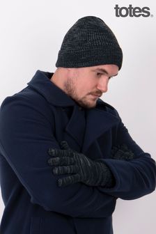 Totes Blue Mens Knitted Hat and Glove Set (P69851) | $36