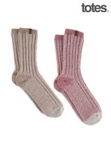 Totes Pink Twin Pack Thermal Wool Boot Socks (P69857) | €11.50