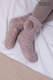 Totes Damen Luxury Glitzernde Hausschuh-Socken mit Bommel (P69862) | 26 €