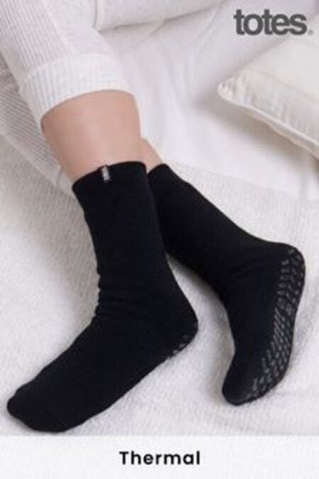 Negro - Calcetines estilo pantuflas térmicos de tejido reciclado de Totes (P69871) | 12 €