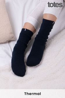 Totes Blue Christmas Ladies Recycled Thermal Original Slippers Socks (P69872) | €11.50