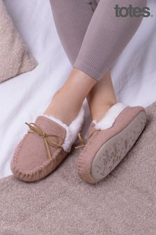 Totes Pink Ladies Felt Moccasin Slippers (P69877) | ₪ 140