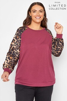 Yours Curve Pink Leopard Raglan Sweat With Digital Sleeve (P70857) | 31 €