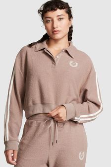 Victoria's Secret PINK Iced Coffee Brown Reverse Fleece Polo Sweatshirt (P71173) | €66