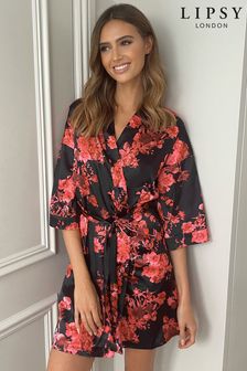 Lipsy Red Floral Satin Dressing Gown (P71320) | ₪ 149