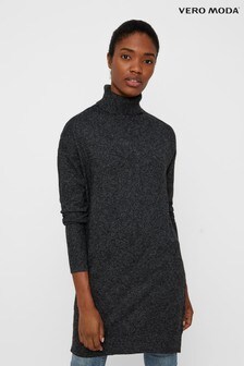 Vero Moda Black Long Sleeve High Neck Knitted Dress (P71692) | $48