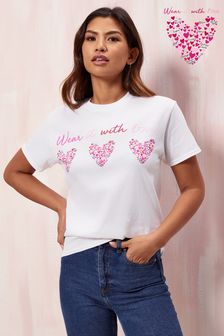 Wear it with Love White Hearts Boyfriend T-Shirt - Women (P71755) | €9