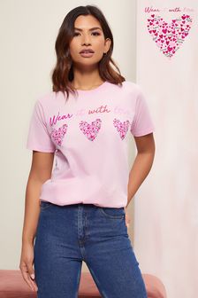Wear it with Love Pink Hearts Women's Boyfriend T Shirt (P71758) | $24