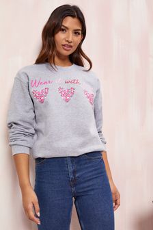 Wear it with Love Grey Hearts Women's Sweatshirt (P71797) | ₪ 79