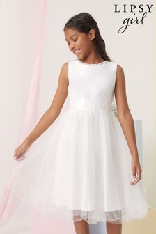 Lipsy Ivory Premium Pearl Trim Flower Girl Dress (P71859) | €63 - €71