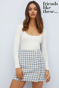 Friends Like These Blue Check Boucle Mini Skirt (P71983) | €10.50
