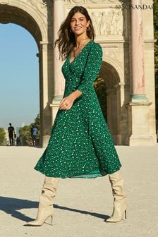 Зеленый - Платье со сборками спереди Sosandar (P72356) | €99