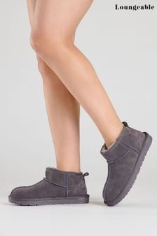 Loungeable Grey Real Sheepskin Mini Boot Slippers (P72399) | $179