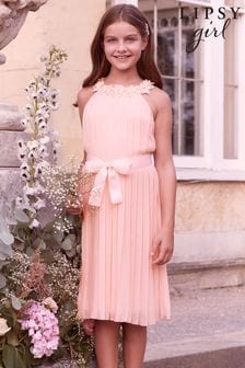 Lipsy Blush Pink Pleated Chiffon Occasion Dress (P72890) | €51 - €59