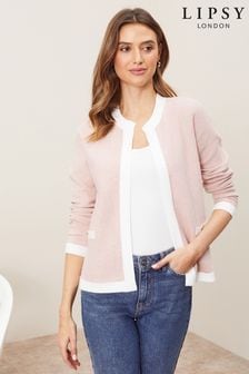 Roza - Lipsy Puloverji in majice z okroglim ovratnikom pletena jopica z gumbi ALLSAI (P72937) | €37