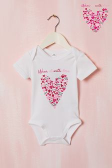 Wear it with Love White Baby Short Sleeve Babygrow (P73191) | €10
