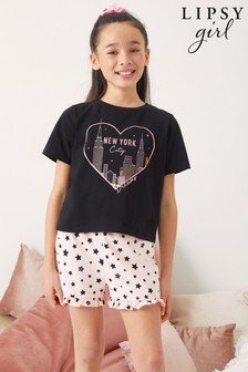 Lipsy Black Frill Short Pyjamas (P73264) | kr186 - kr240