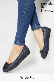 Friends Like These Navy Wide Fit Quilted Metal Bow Ballerina (P73378) | 28 €