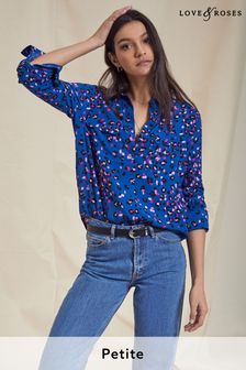 Синий - Love & Roses рубашка на пуговицах с накладными карманами (P73439) | €22