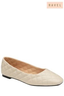 Ravel Cream Ladies Quilted Ballerina Shoe (P73911) | ₪ 186