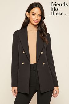 Friends Like These Black Petite Military Double Breasted Tailored Blazer (P74375) | €71