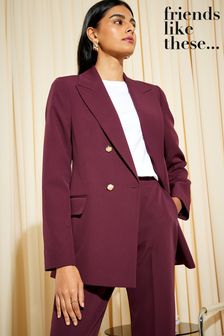 Friends Like These Burgundy Red Military Double Breasted Tailored Blazer (P74377) | $119
