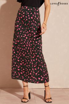 Love & Roses Green Animal Jersey Floral Summer Midi Skirt (P75009) | 44 €