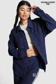 Victoria's Secret PINK Midnight Navy Blue Reverse Fleece Shacket (P75110) | kr649