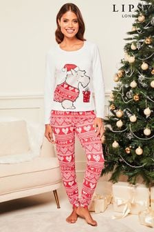 Lipsy Red Westie Christmas Long Sleeve Pyjama Set (P75251) | 24 €