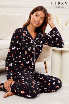Lipsy Jersey mintás ing és nadrág pizsama (P75258) | 19 460 Ft