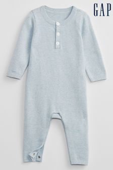 Gap Blue Knitted Long Sleeve Henley Baby Sleepsuit (P75482) | €15