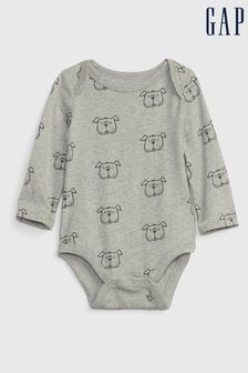 Gri deschis - Body din bumbac organic cu model grafic Gap (P75492) | 54 LEI