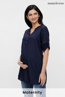Mamalicious Navy Maternity 3/4 Sleeve Tunic Top (P76873) | ₪ 149