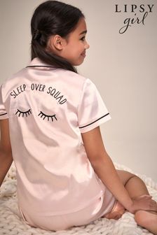 Lipsy Blush Pink Eyelash Satin Pyjama Set (P76899) | CHF 25 - CHF 33