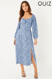 Quiz Blue Smudge Spot Print Midi Dress (P77083) | €45