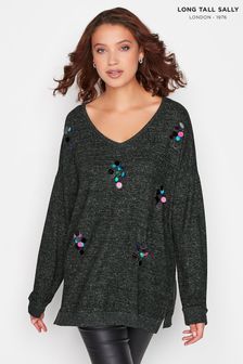 Long Tall Sally Grey Embellished Sweatshirt (P77272) | €30