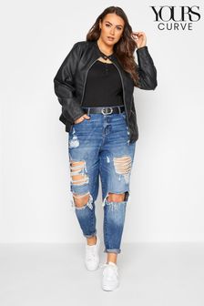 Yours Curve Black Faux Leather Collarless Jacket (P77308) | $132