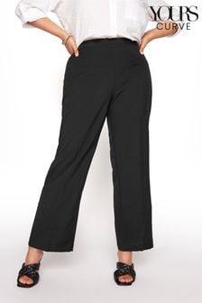 Yours Curve Black Straight Leg Trousers With Elasticated Waistband (P77310) | €25