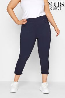 Yours Blue Bengaline Cropped Pull On Trousers (P77334) | €25