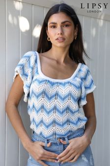 Lipsy Blue Knitted Ruffle Top (P77870) | 20 €
