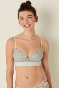 Victoria's Secret PINK Heather Charcoal Grey Non Wired Push Up Smooth T-Shirt Bra (P78215) | kr376
