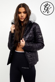 Gym King Black Arctic Fur Quilted Jacket (P78374) | ₪ 262