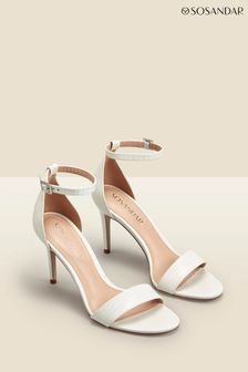 Sosandar White Croc Low Heel Barely There Sandal (P78428) | €104