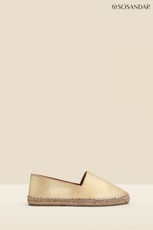 Sosandar Gold Flat Closed Toe Leather Espadrille (P78437) | kr844