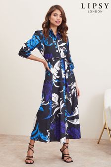 Lipsy Blue Stencil Regular Maxi Shirt Dress (P79531) | HK$410