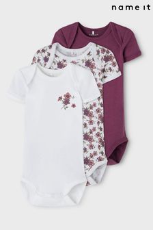 Name It Purple Baby Short Sleeve Bodysuit 3 Pack (P79681) | CHF 24